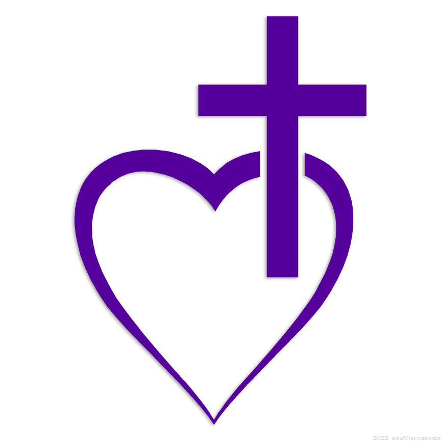 Christian Cross Heart - Decal Sticker - Multiple Colors & Sizes